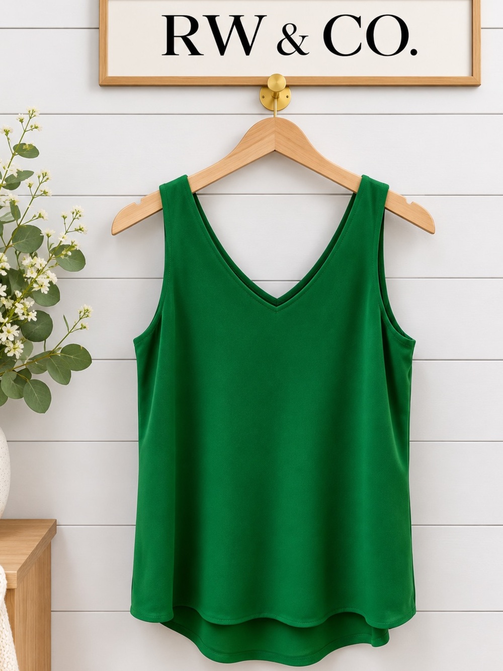 RW&CO Green Blouse Fluid Minimalist Style Size S